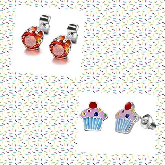 💐 2 Pair Stud Earrings - Picture 1 of 7